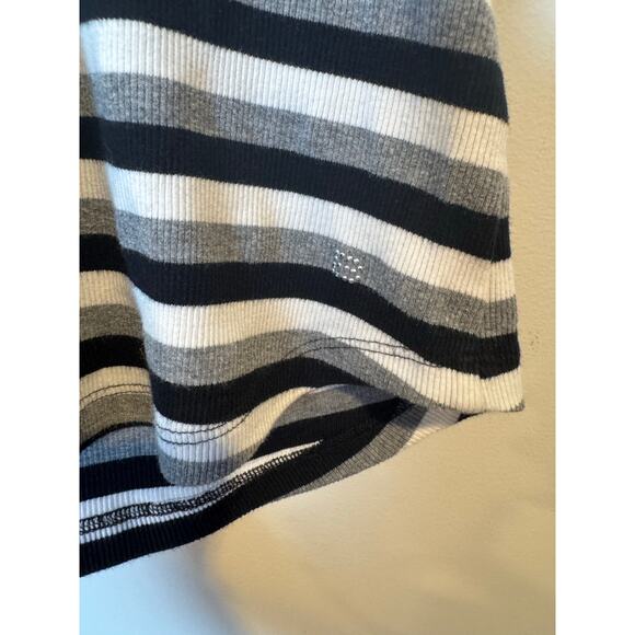 Vintage Y2K Bebe Sport Striped Hooded V-Neck Sleeveless Ribbed Top Medium - Picture 5 of 9